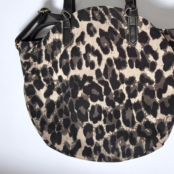 Animal Printed Textured Corduroy Oversized Half Moon Rounded Satchel Crossbody - Picture 13 of 13